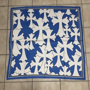 Chrome Hearts Blue and White Cross Pattern Scarf